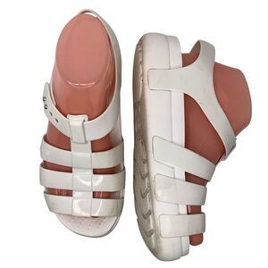 Crocs Splash Glossy Fisherman White Jelly Strappy Comfort Women's Sandals Sz 7